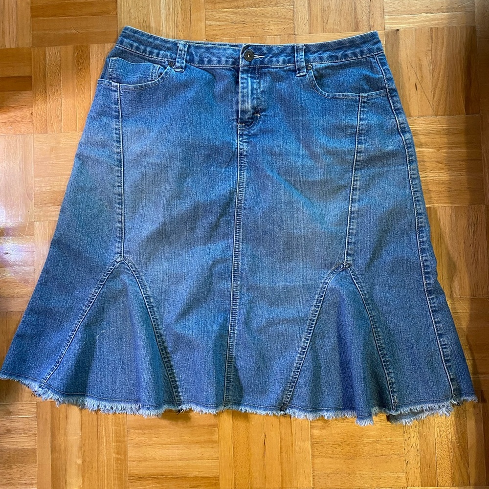 Cato Blue Denim Flared Midi Skirt
